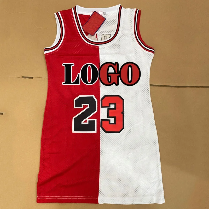 Women's Basketball Jersey Dress - Casual Sleeveless Midi with Embroidery & Breathable Mesh - Perfect for Summer Sports Events Women's Basketball Jersey Dress - Casual Sleeveless Midi with Embroidery & Breathable Mesh - Perfect for Summer Sports Events