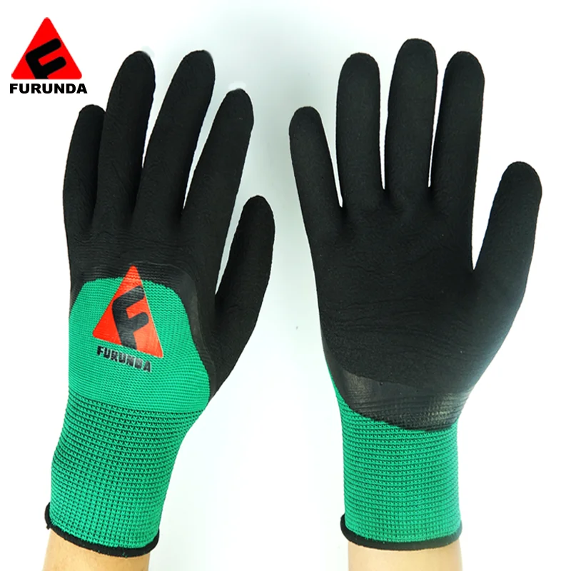 Evridwear Crinkle Latex Rubber Hand Coated Safety Work Gloves for