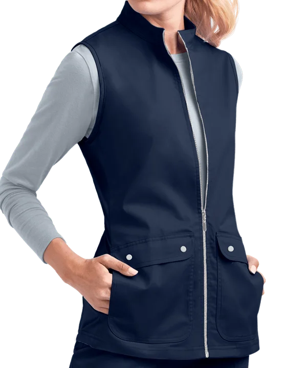 New Design Scrub Uniform Stretch Active Knit Panel Scrub Vest Medical Work Wear