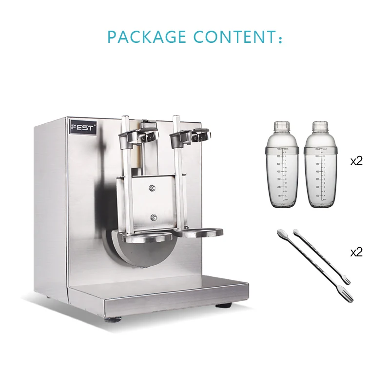 PreAsion Bubble Boba Auto Milk Tea Shaker Shaking Machine Electric  Double-cup Mixer with 4 Cups Stainless Steel