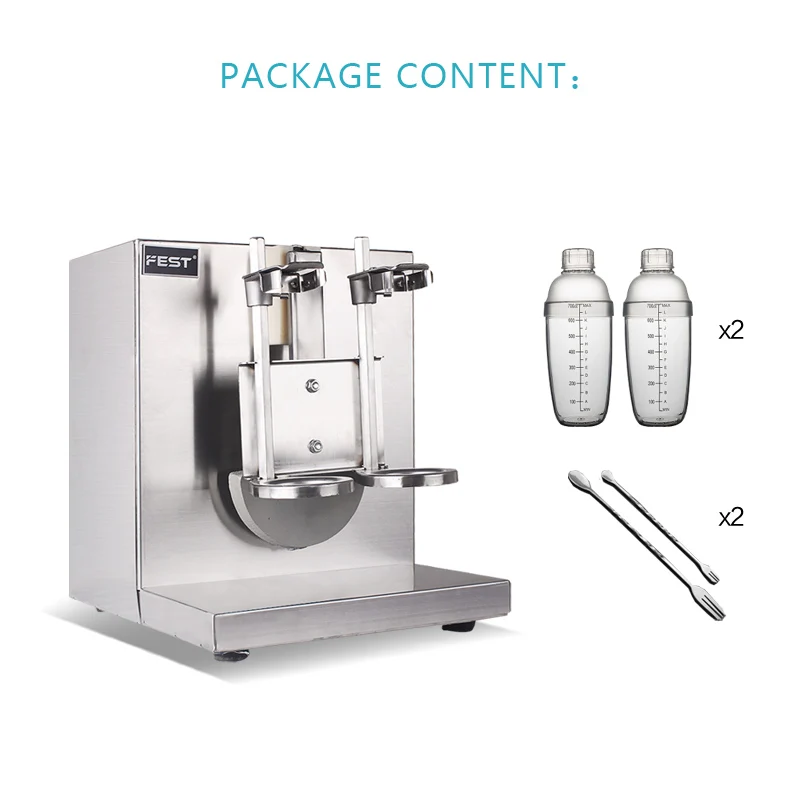 PreAsion Bubble Boba Auto Milk Tea Shaker Shaking Machine Electric  Double-cup Mixer with 4 Cups Stainless Steel 