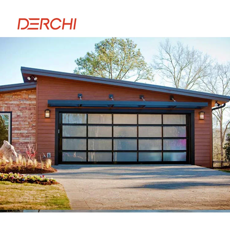 DERCHI Modern Customized Intelligent Operation Garage Gate Steel Sectional Roll up Aluminum Glass Garage Doors