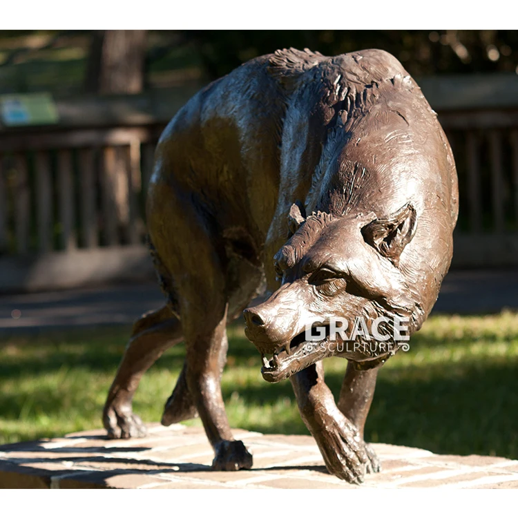 Jardin extérieur décor métallique taille de vie Bronze Sculpture animale  Howling Statue du loup - Chine Décoration et animaux en bronze prix