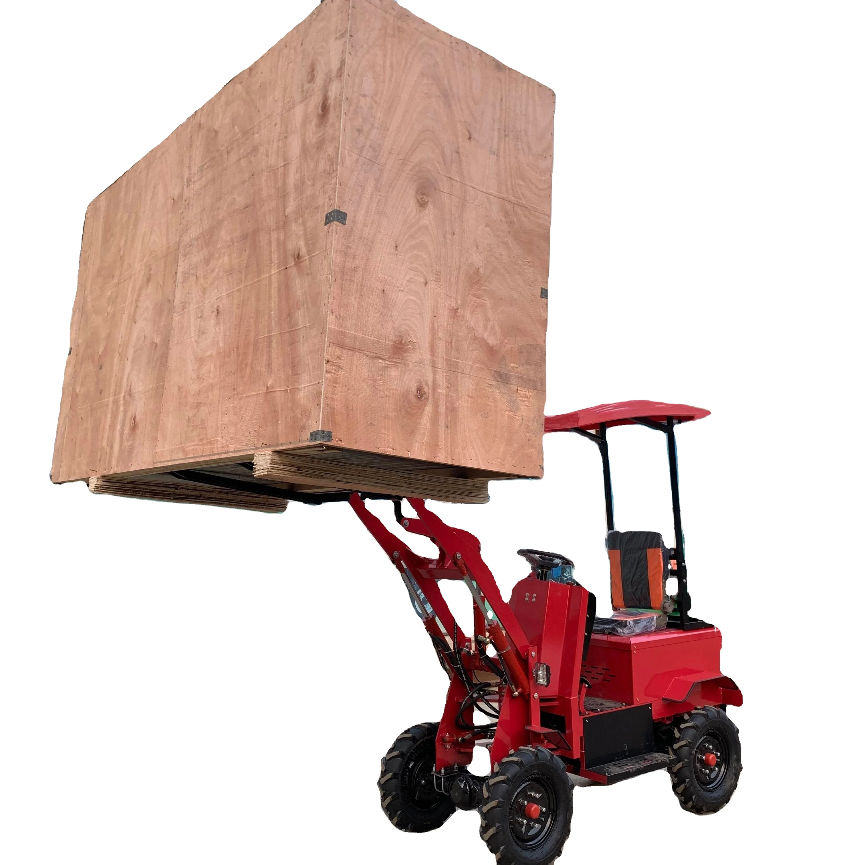 Small Mini Electric Wheel Loader Front Skid Steer Loader With 4 in 1 Bucket Backhoe Shovel Tractor With Attachments