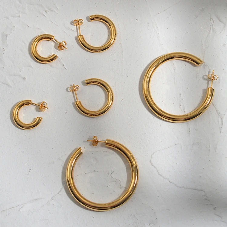 Gold Plated Stainless Steel Hoop Earring Stainless Steel Earring Hoop