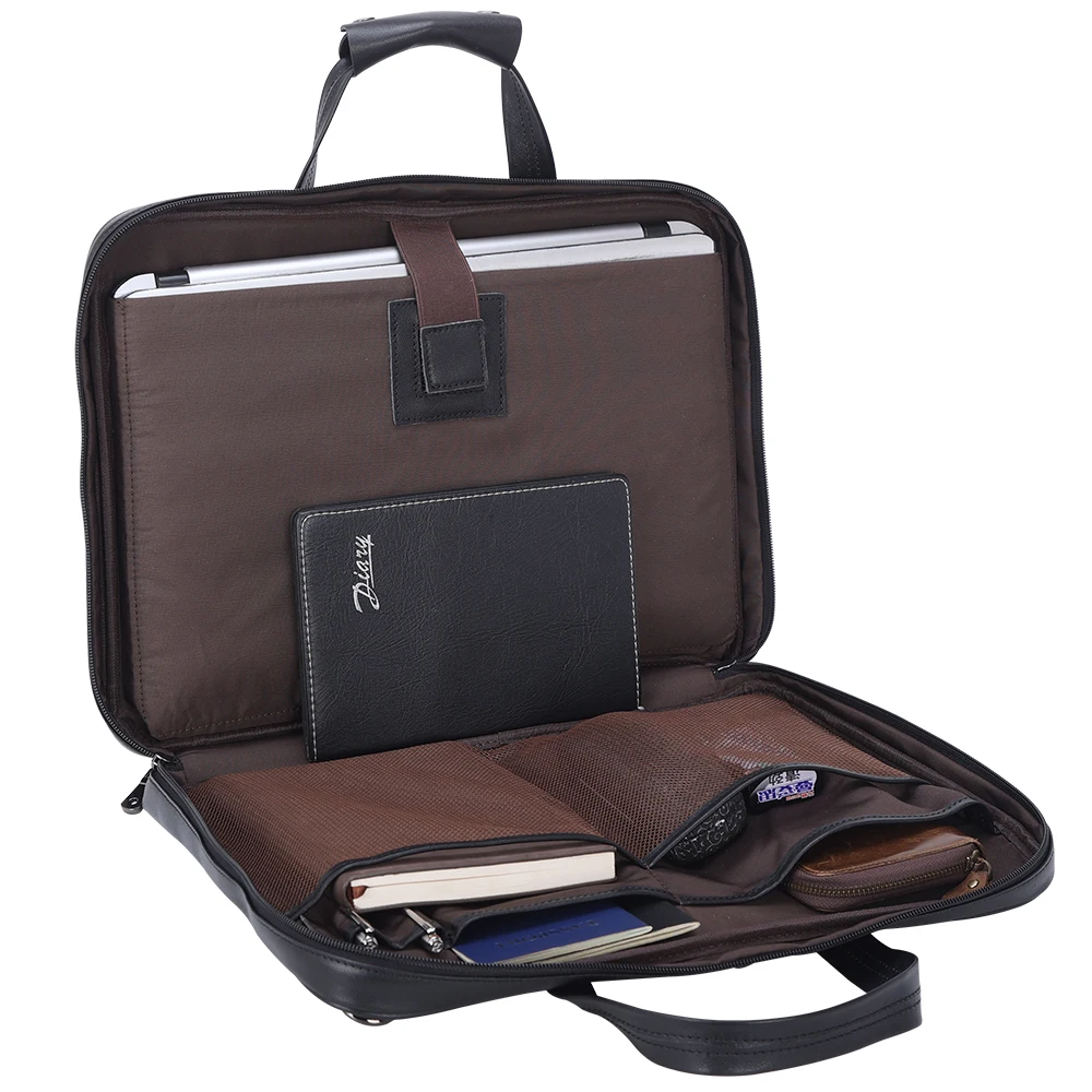 OEM ODM Style Custom Color Men Black Thin Slim Crossbody Cowhide Genuine Full Grain Leather Laptop Briefcase Bags