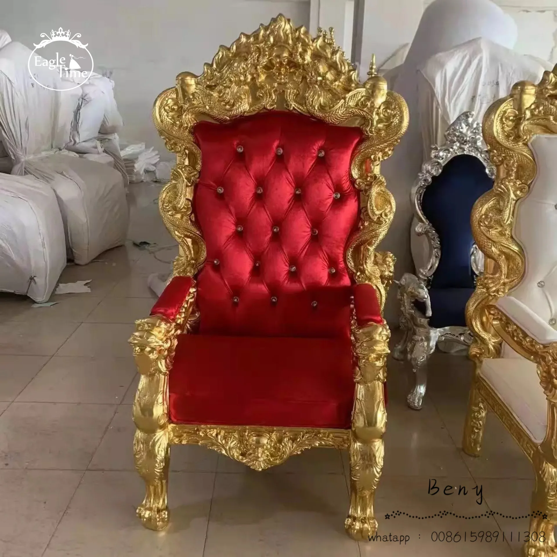 Light luxury royal style king throne with armrests high lean wedding ...