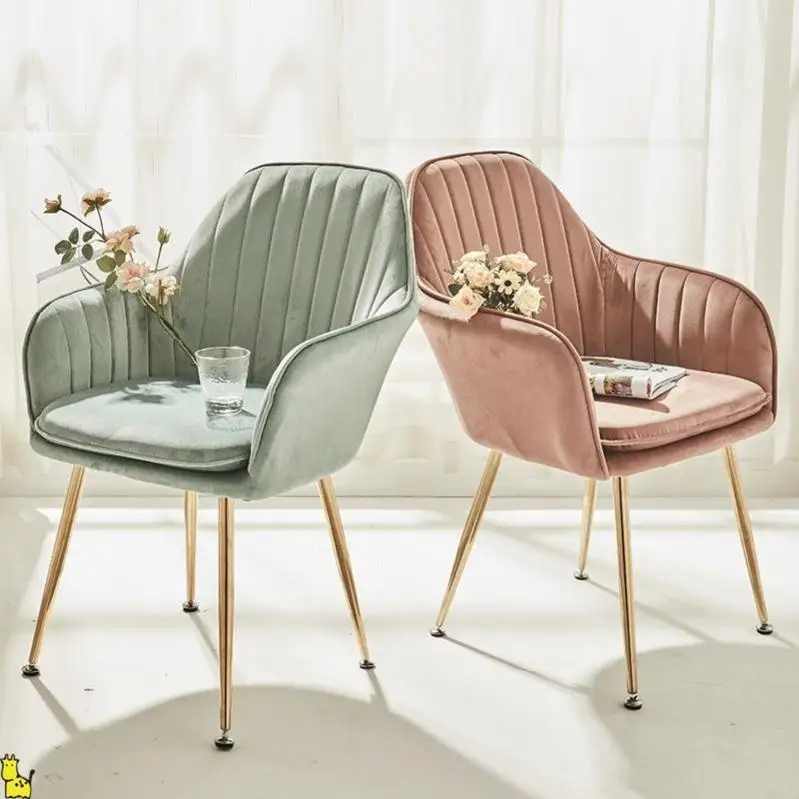 Стулья для столовой золотые металлические бархатные кресла ворсовые розовые стулья для столовой гостиной бархатные стулья обеденный стул