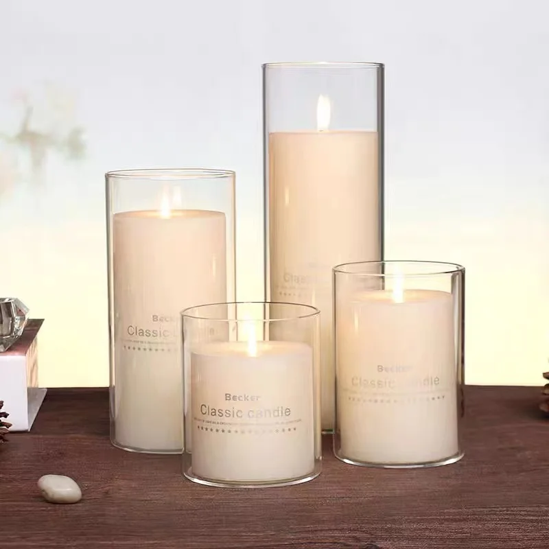 Hand Blown Tall Glass Votive Floating Candle Holders For Pillar Candles