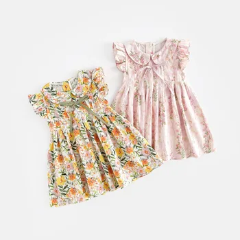 Girls' fashion dress 2024 Summer new baby Summer fashionable light floral skirt