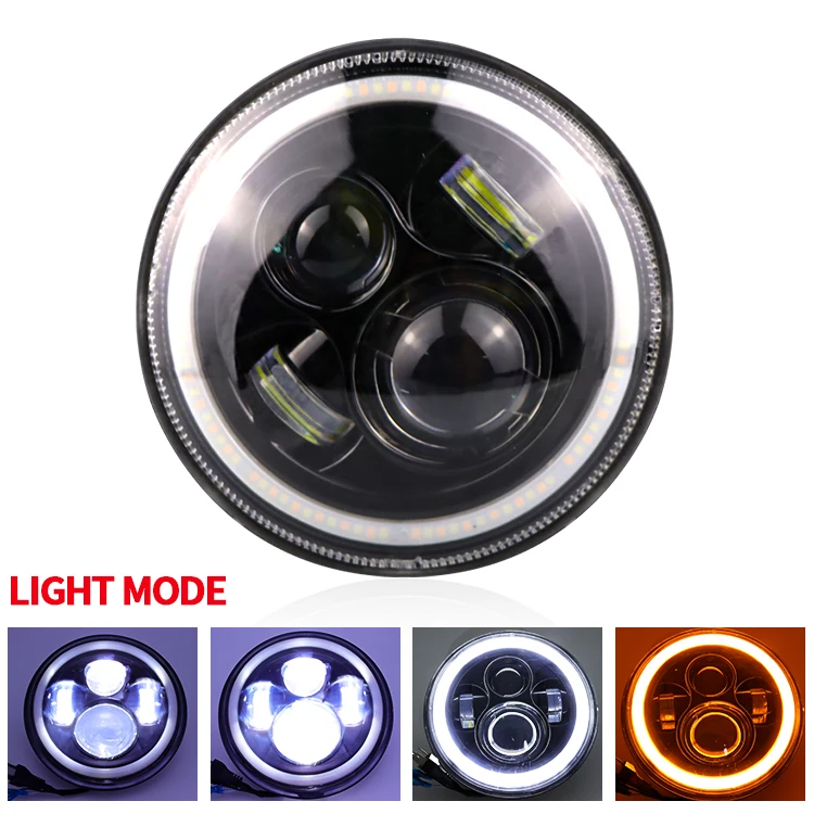 Dot 7 Inch Round Led sealed Beam halo Headlights Hi Lo Angel Eyes Farol for Jeep wrangler Fusca Kombi Troller Jeep Willys