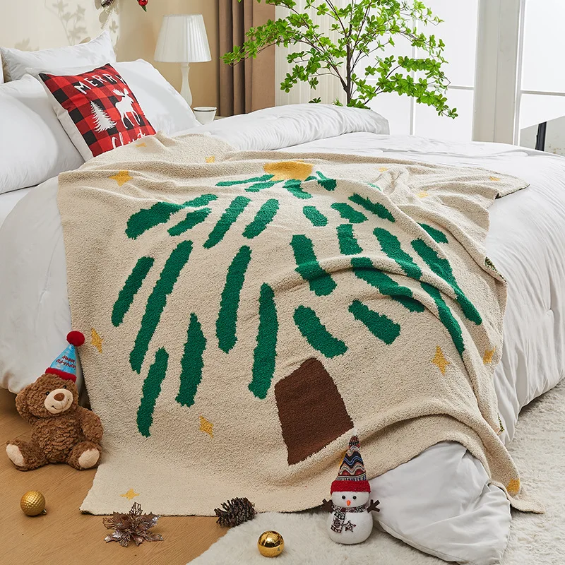 Soft Half-side Polyester Fleece Blanket with Plant Flowers Pattern for Office Sofa Leisure Nap Four Seasons Use