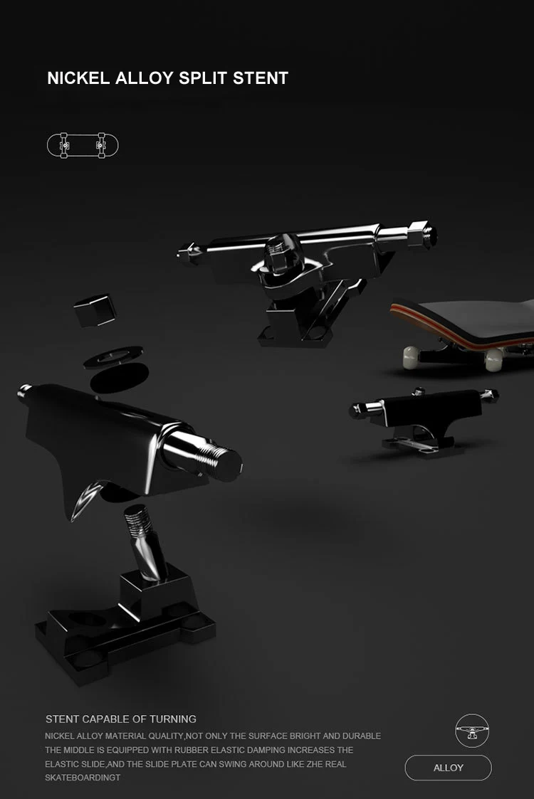 Professional Fingerboard Skate Board Custom Alloy Truck Ball Bearing 5ply Canadian Maple Wood