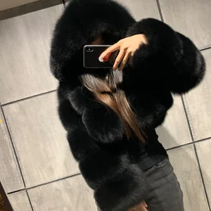 2024 Winter Clothes for Women Warm Clothing High Quality Cropped Hoodie Fur Jacket Women Fur Coat