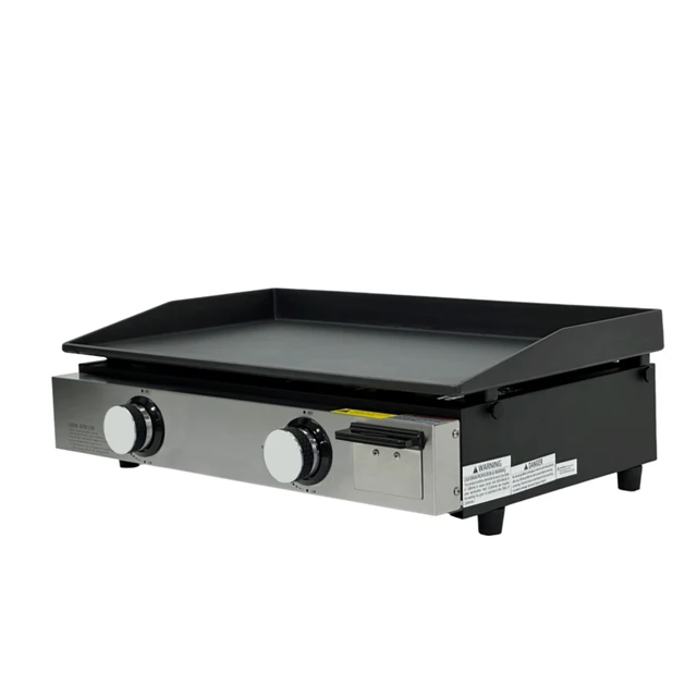 High Quality 2-Burner Portable Stainless Steel Gas Grill Table Top Griddle Tepanyaki Flat Top Powder Coated