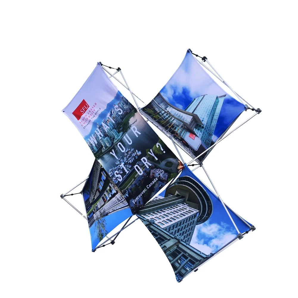 Easy Set up Cross Shape Sign Pop up 3D Geometric Display Rack for Advertisement Indoor and Outdoor