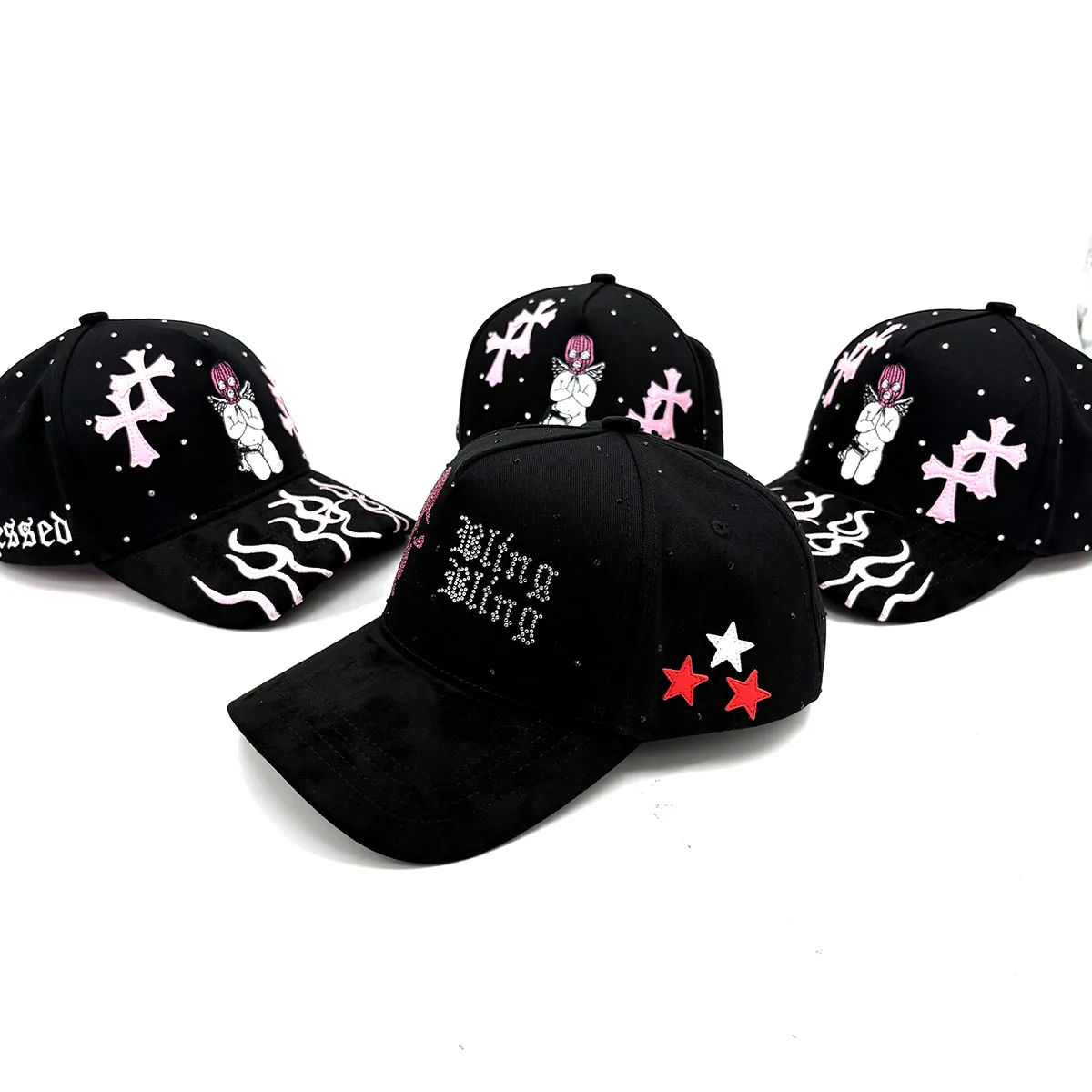 Custom Embellished Black & White Trucker Cap Black Trucker Hat With Bling - Etsy main image 3