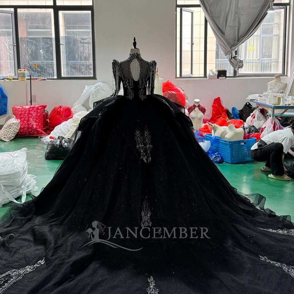 Stunning Black Sweet 16 Quinceanera Dresses Ball Gown Gothic Dress 15Th  Birthday Wedding Gown Xs216