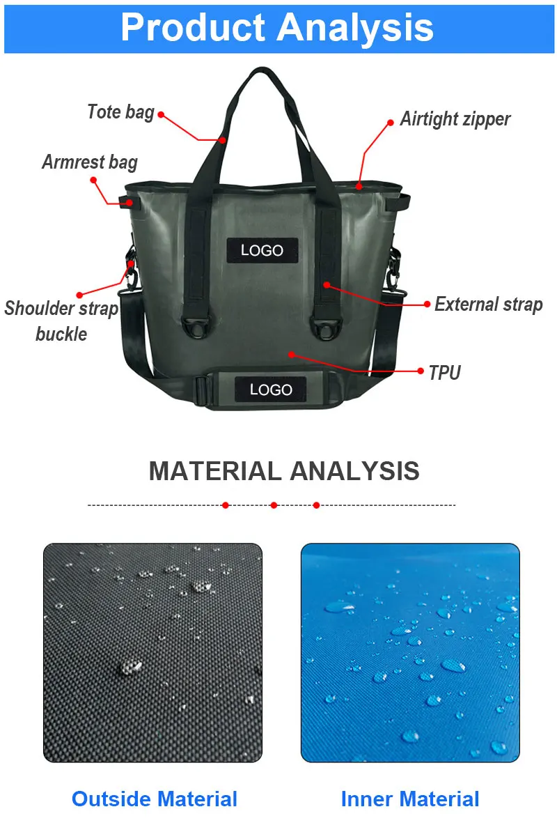 Outdoor Cooler Bag for Travel Hiking Beach Soft Cooler Bag Handheld Insulated Cooler Bag