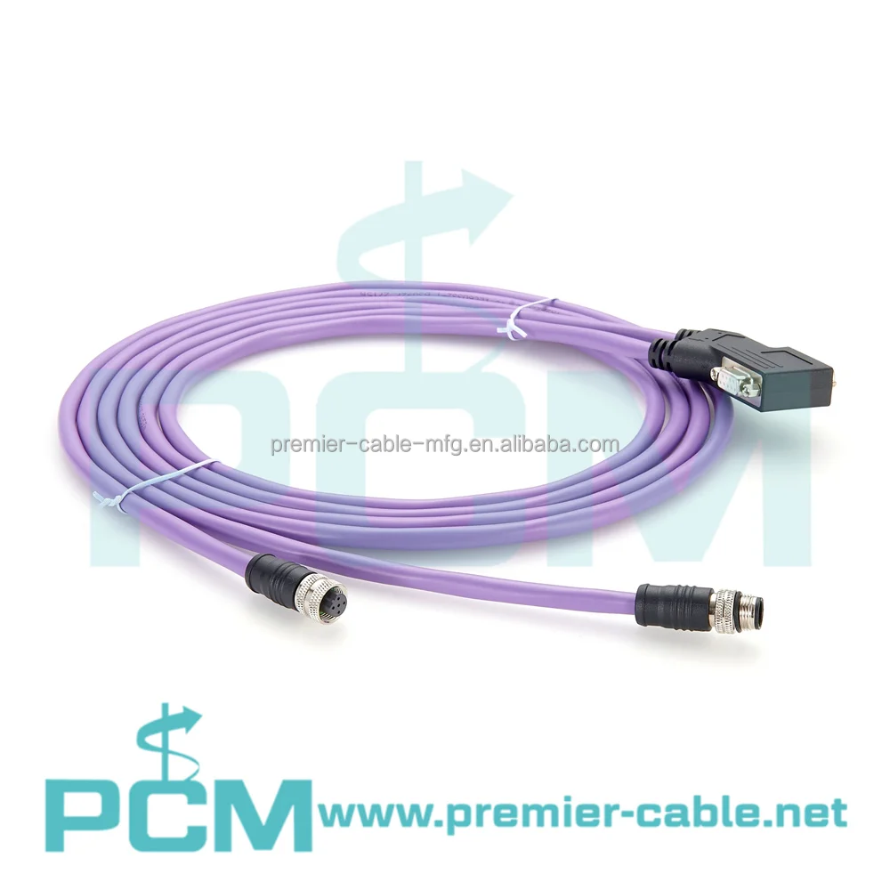 Industrial Automation Control Profibus DP DB9 to M12 Bus Connector Cable manufacture