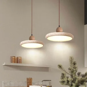 Japanese Wabi-Sabi Style Modern Nordic Pendant Light UFO Yellow Cave Stone for Home Bar Counter Dining Table Light