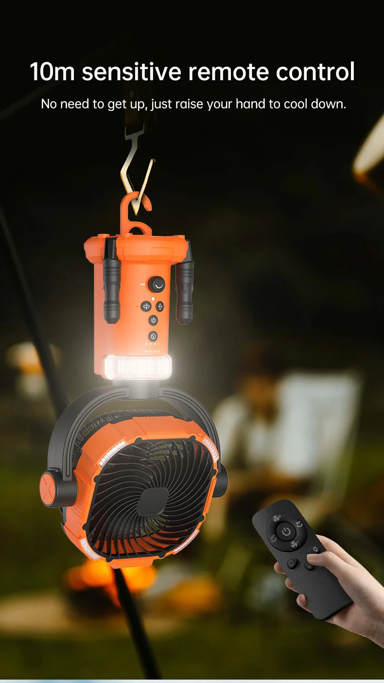 Inverted Suspension Fan With Light Powered Outdoor Household Fan Upright Shaking Head The Tripod