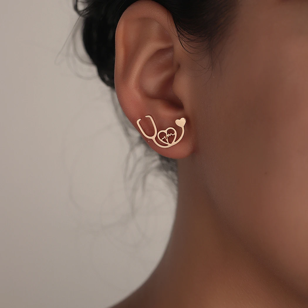 Echometer Heartbeat Stud Earrings For 