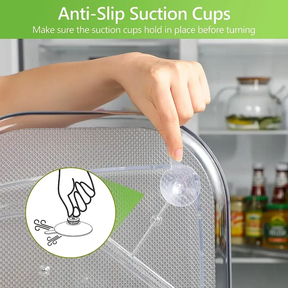 New Fridge Lazy Susan Organizer Refrigerator Clear Food Container Lazy