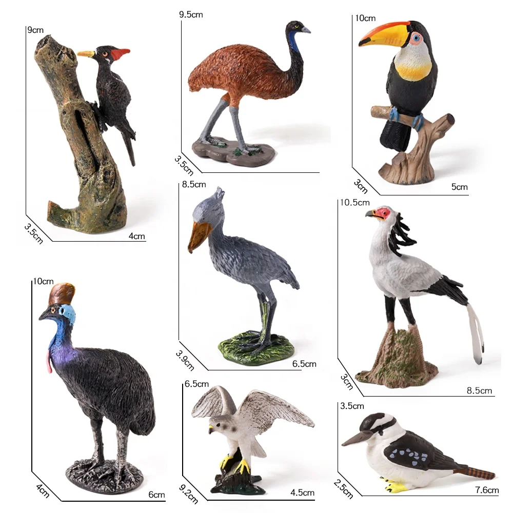 2-4 Inched Collection Toys Models Plastic Simulated 19 Kind Realistic Bird Animals Figurines