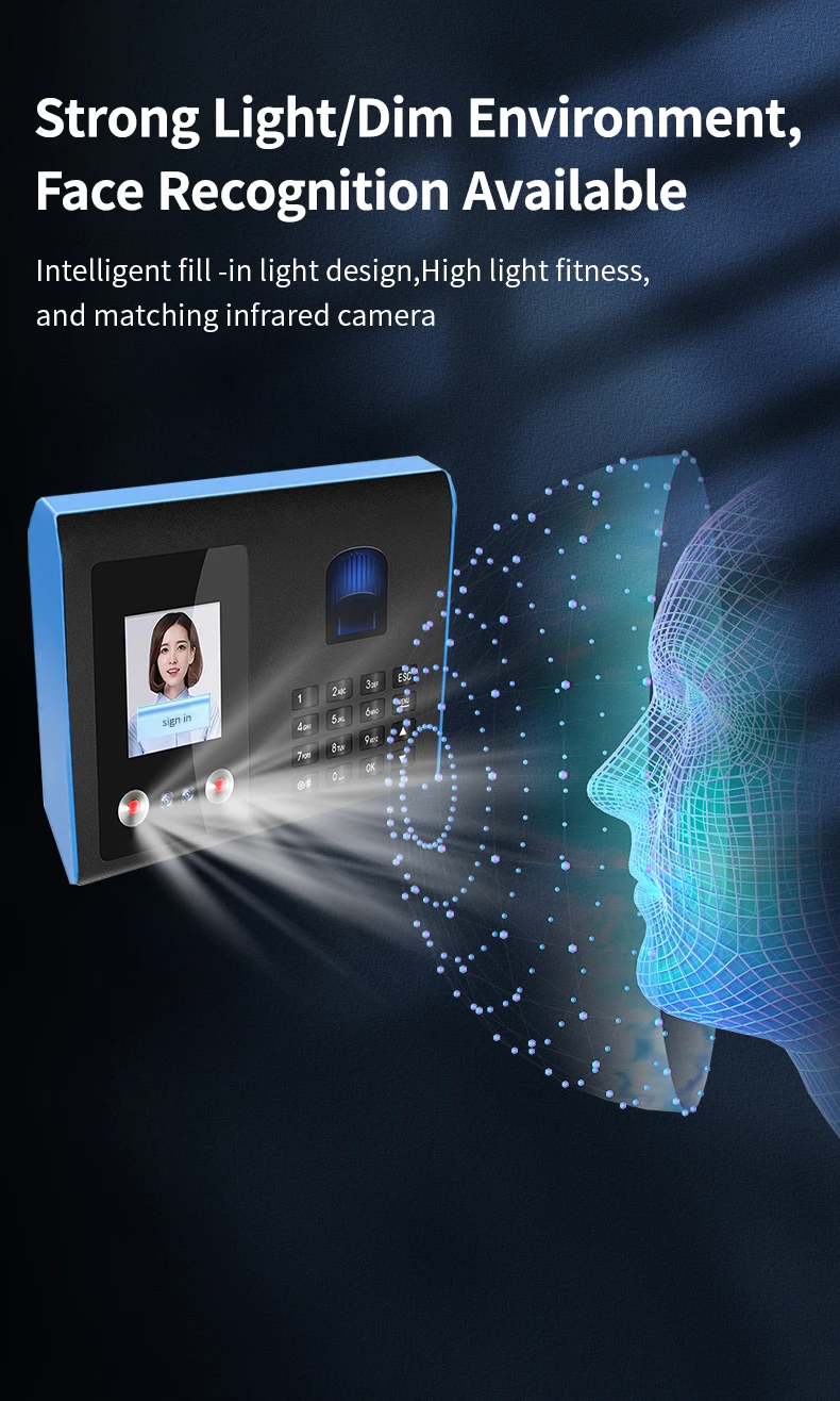 Biometric Facial Time Attendance Machine with Face and Fingerprint Recognition