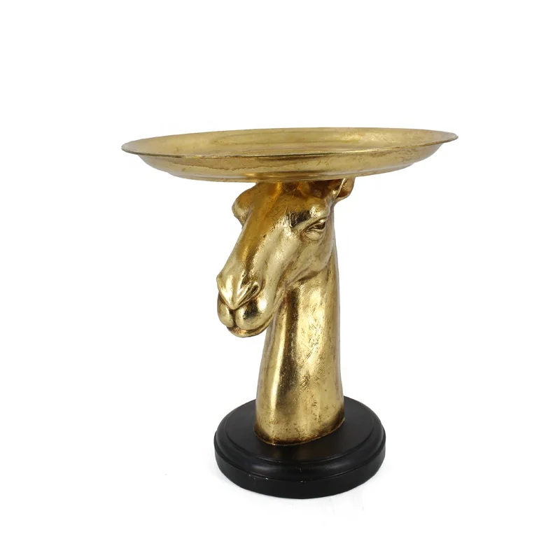 mão de camelo para acessórios domésticos, venda por atacado de bandeja de metal, estatueta de resina de folhas de ouro, decoração para casa, cabeça de animal artificial, feita à mão