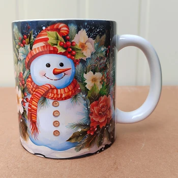 11oz  white  sublimation  mug  with  customizable  logo  pattern  for  Christmas  gifts