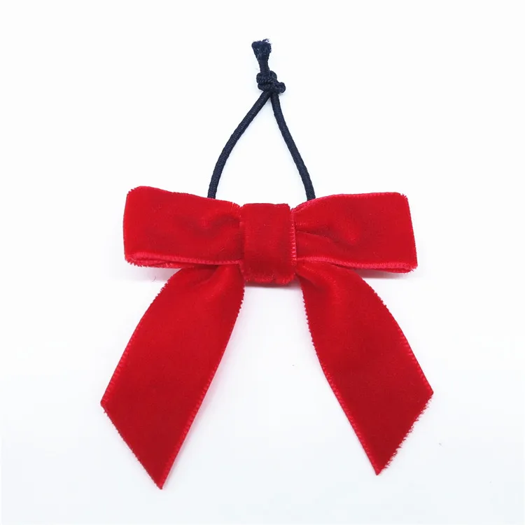 Pre-Tied Velvet Bows, 4-1/2-Inch, 12-Pack (Red)