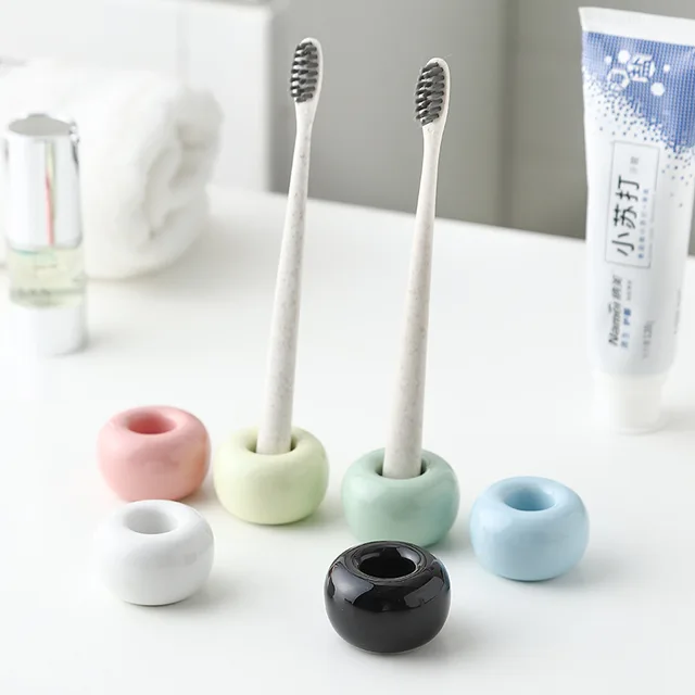 Mini Ceramic Toothbrush Holder Sleek Tooth Brush Holder Minimal Individual Toothbrush Stand for Bathroom