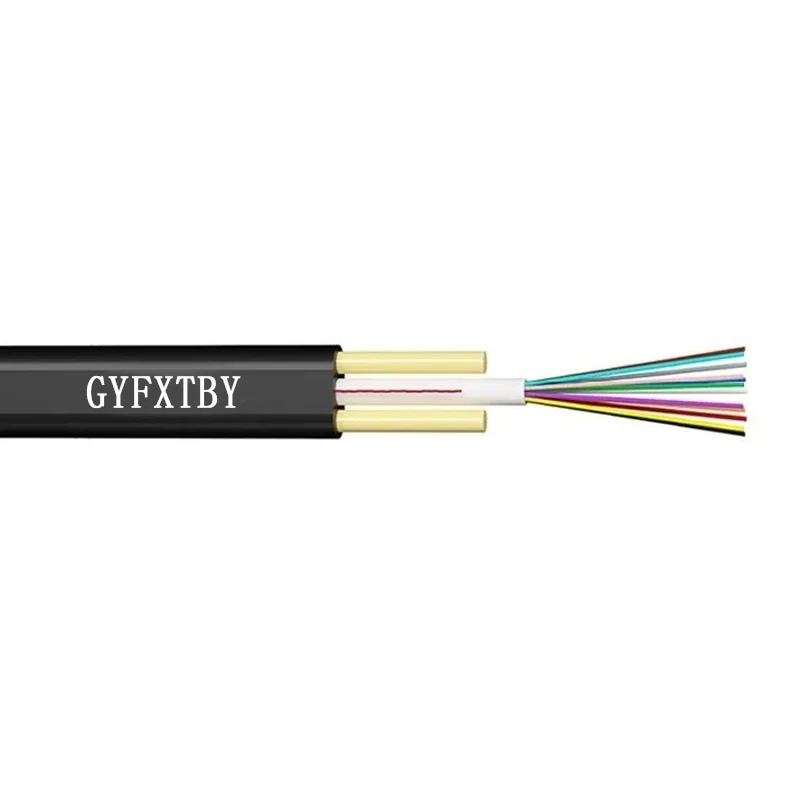 FTTH Outdoor 1-Core GYFXTBY Overhead LSZH Flat Single Mode Fiber Optic Cable G625D 2F 4F with PBT Loose Tube Material