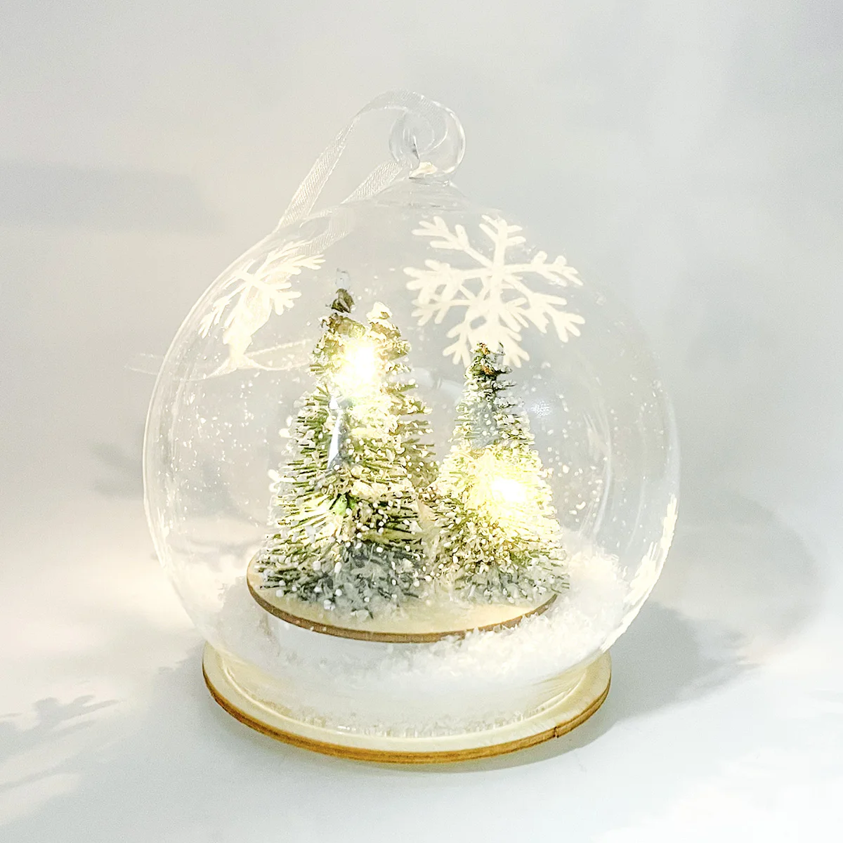 Transparent glass hanging christmas tree ball ornament decorative christmas decorating lighting ball set suppliers with logo