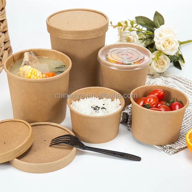 food container greaseproof paper soup bowl with cover for porridge supplier