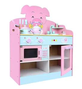 EDULAND Kids Educational Toy Girls Cooking Pretend Paly Kitchen Toys Sets Wooden Toys Manufacturer Kitchen Set for Kids