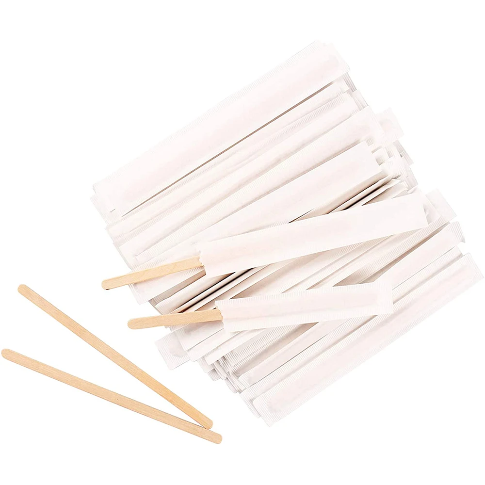 100Pcs 5.5 Inch Coffee Stirrers Sticks -Natural Wood Eco-Friendly Coffee  Beverage MilkTea Disposable Stirrer Stick 