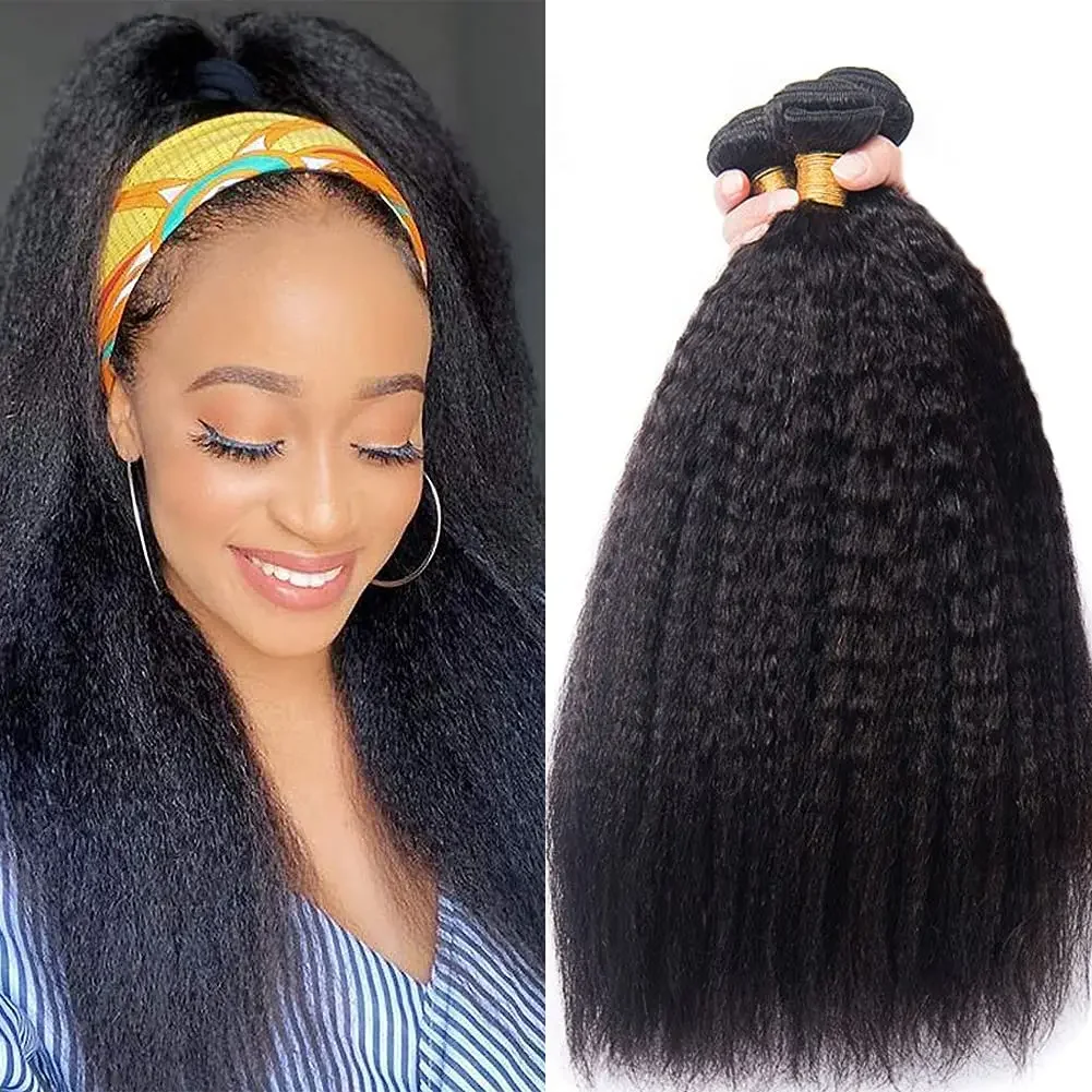 Kinky Straight Human Hair Bundles Yaki Braziliaanse Raw Hair Extensions Vrouwen_voghion.com