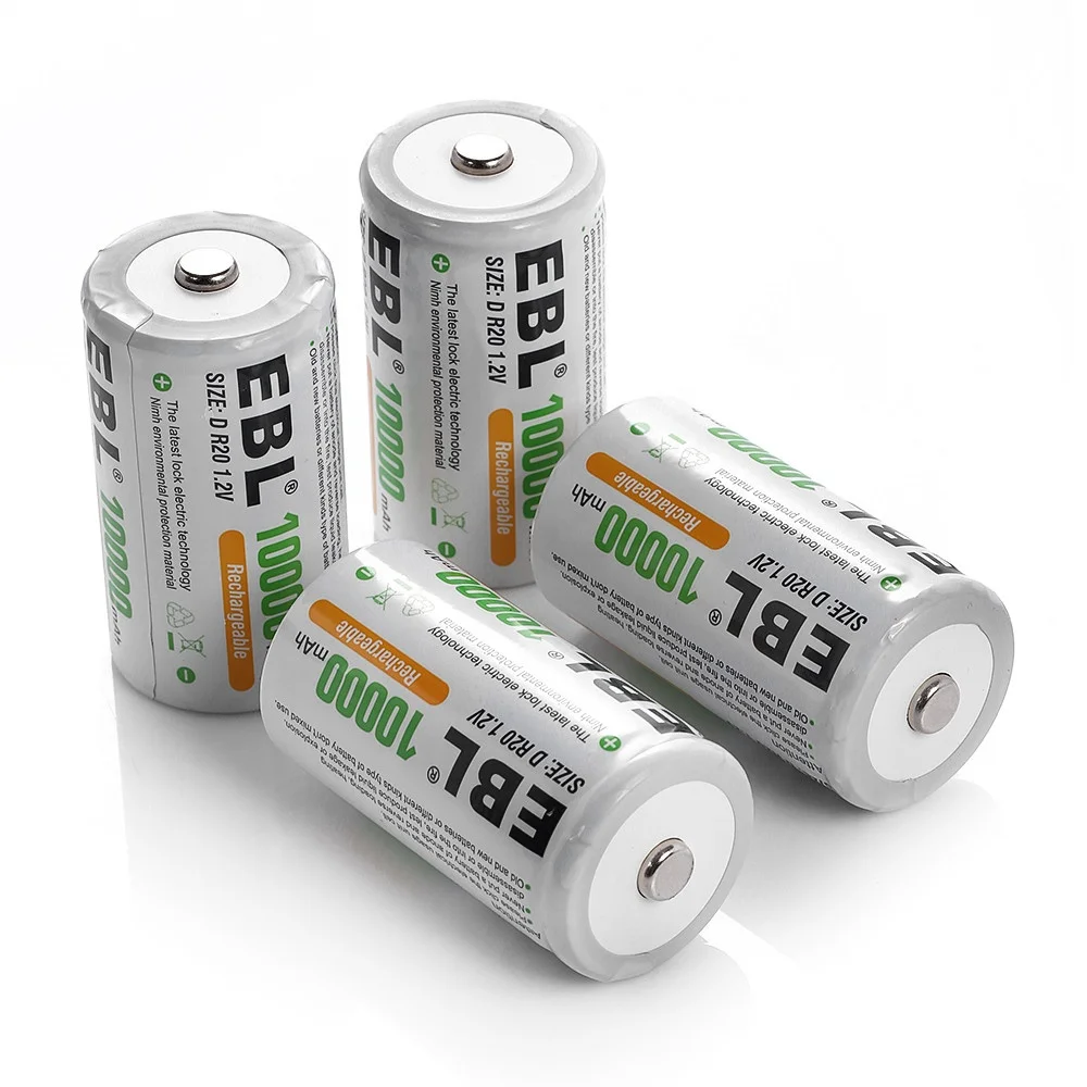 Ebl D Cell Nimh Rechargeable Batteries Of High Capacity 10000mAh 1.2 V