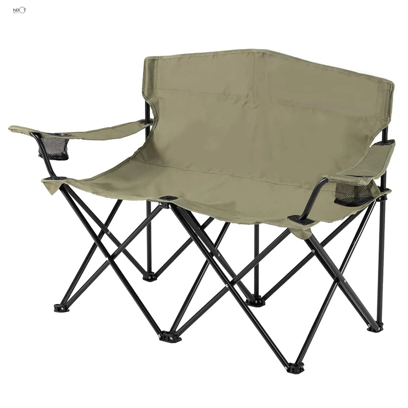 Npot 2023 Love Seat Camping Chairs,Khaki Color Double Person Camping