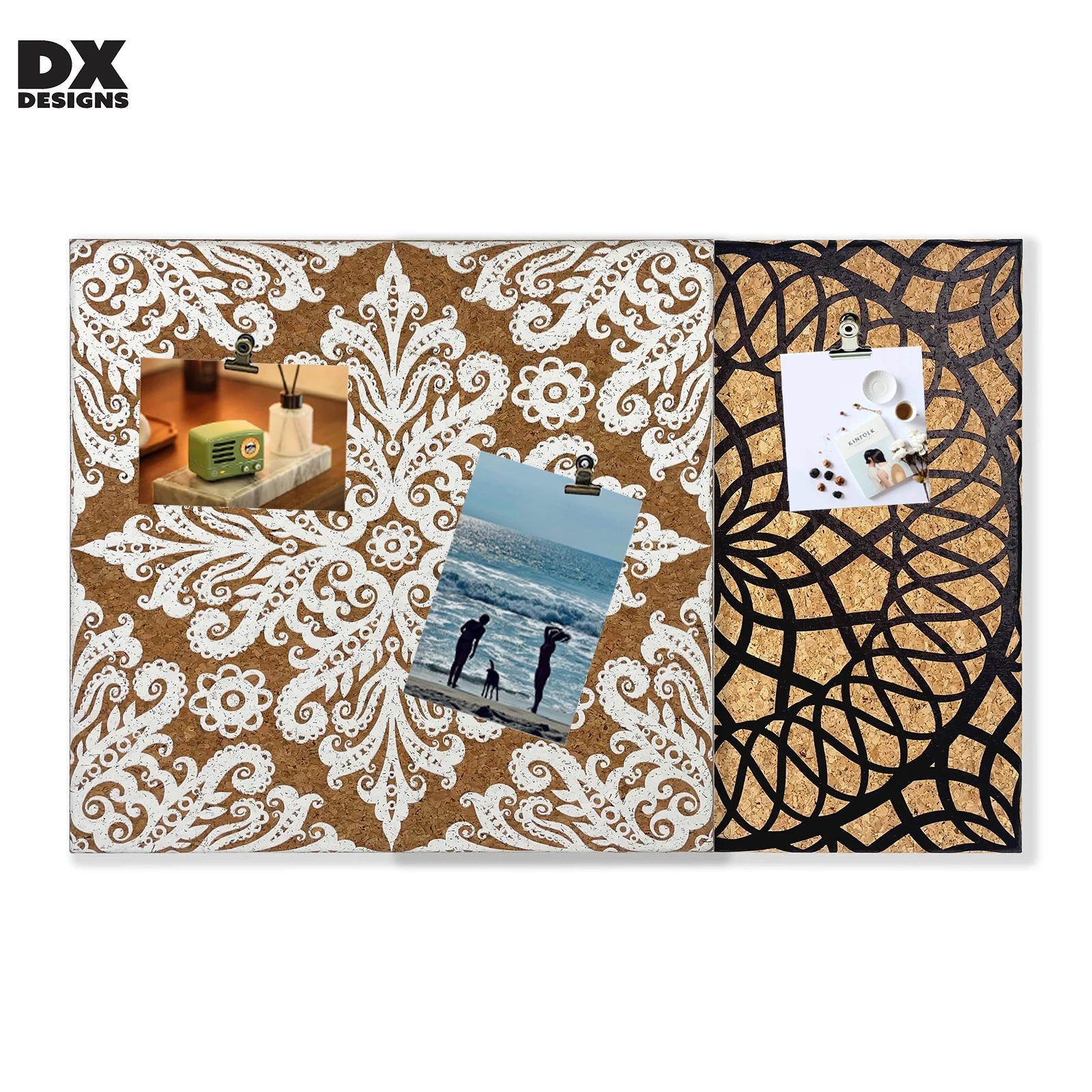 Cork Sheet Board Bulletin Board Borders 18*18 Inches Printed Cork  Wall Hanging Cork Board Decoration with White Floral