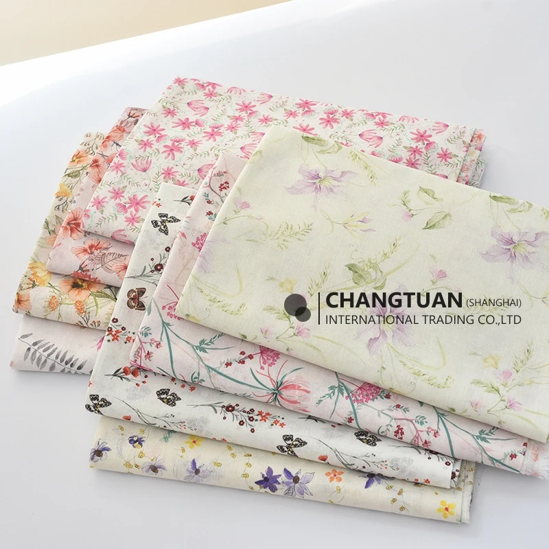 Льняная ткань с принтом