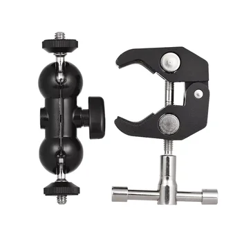 KALIOU Z019 Multi-Function Double Ball Adapter Magic Arms+ 1/4" 360 Rotating Bracket Mount Super Clamp
