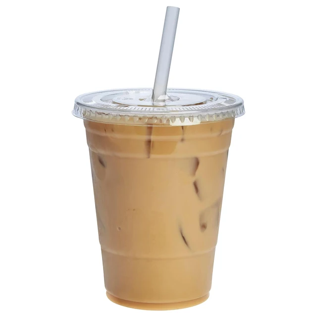 16 oz Clear Plastic Cups With Flat Lids