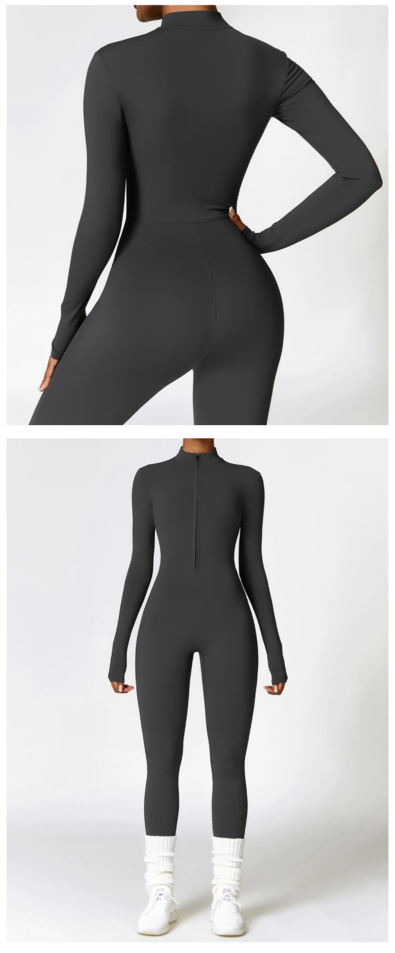 Clt8445 Winter Cashmere One-piece Yoga Tights Long Sleeve Fitness ...