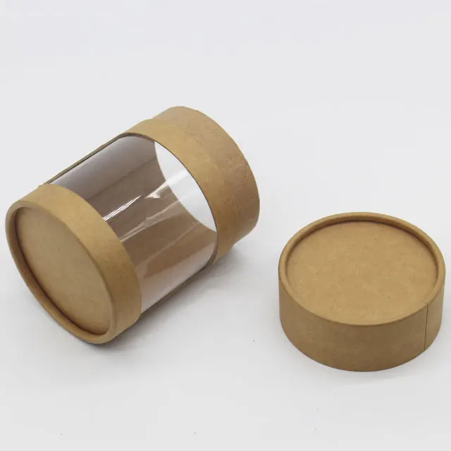 Recyclable Craft Cardboard Boxes Biodegradable Paper Kraft Packaging Tubes with clear Window