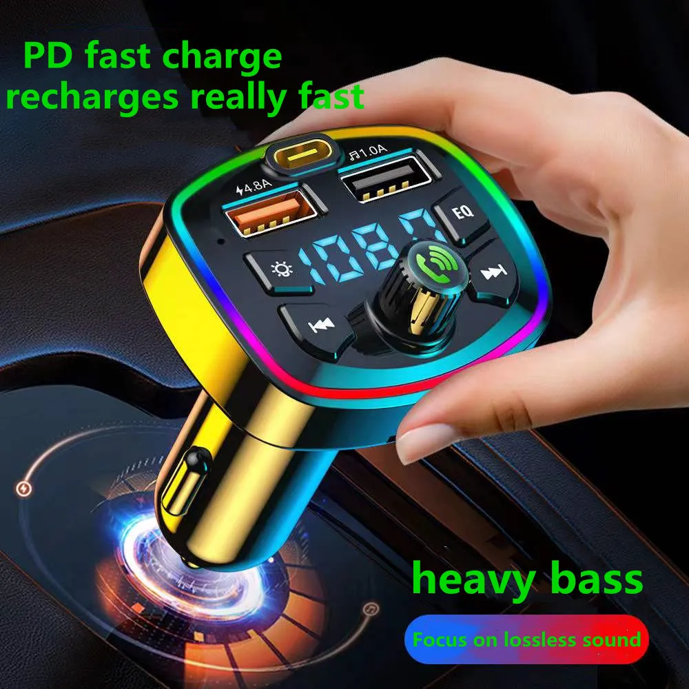 Car Pd Fast Charge Dual Usb Port Phone Charger Bt5.0 Bluetoothmp3