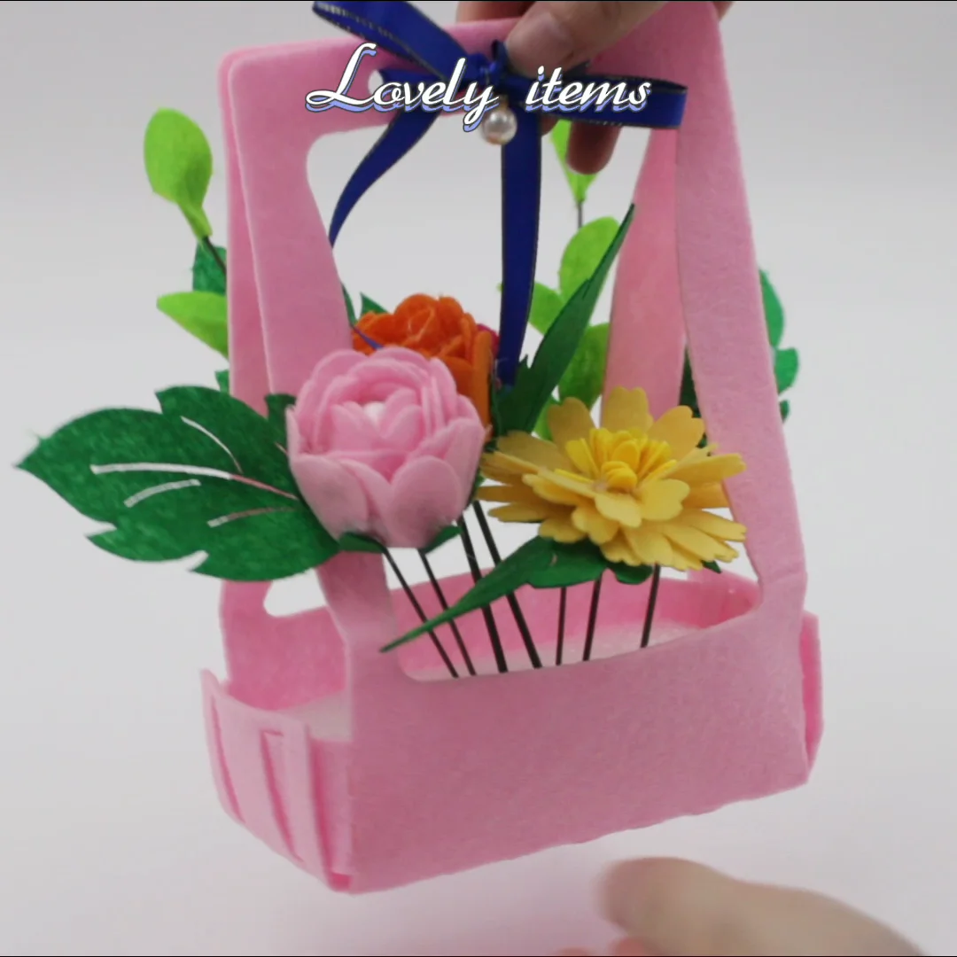 Handwoven Mini Potted Flower Rose Crochet Tulip Office Decoration